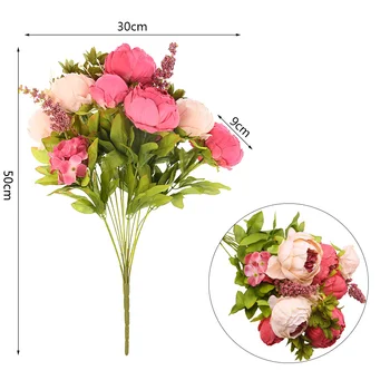 1 Buket Umjetnih Piona Svila Cvijeće Imitacija Buket Cvijeća Za Vjenčanje Ukras Večernje Home Dekor U Europskom Stilu