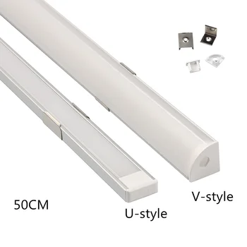 1 komplet U/V Stil U Obliku 50 cm Led Barske Svjetla Aluminijski Držač Kanala Mliječnih Torbica za Led Trake Pribor
