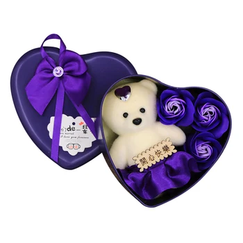 1 Komplet za Umjetnu Sapun Ruža Umjetni Cvijet Medvjed Lutka u obliku srca za Valentinovo Poklon Kutija Večernje Vjenčanje Dekoracije Kućni Dekor