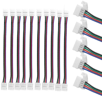 10 mm 4-Pinski Konektor za Led Trake RGB Za 5050 SMD RGB Led Traka Bez Lemljenje pcb sa Dva Гнездовыми Priključcima Priključni Kabel
