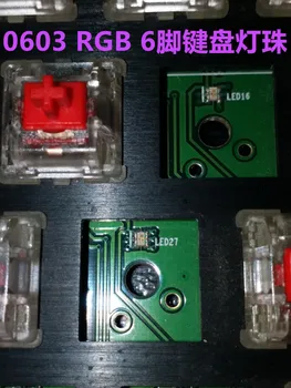 100PC 0603 SMD LED RGB crvena + zelena + plava 0606 boji led 1616 0,06 W 20 ma za tipkovnicu Corsair K65/K90/K70 6-pin led čip