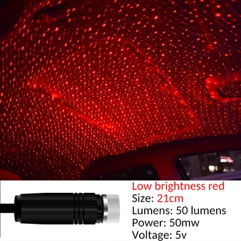 1pc Led Krov Automobila Star noćno svjetlo Projektora Atmosfera Galaxy Lampa USB Ukrasnih Žaruljica Podesiva Nekoliko Svjetlosnih Efekata 5V