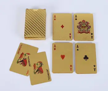 1pc Zlatne Igraće Karte, Špil zlatna folija poker set Magic karta 24K Zlatni Plastična folija poker Čvrste Vodootporne Kartice magija