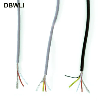 2 3 4 jezgre oklopljeni kabel UL 2547 28AWG 5 metara 16,4 ft 2,1 kanalni Audio linijski signalni kabel oklopljeni kabel za pojačalo, Crno Siva