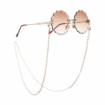 2019 Luksuzni Modni Lanac za Naočale za čitanje za Žene, Metal, Kablovi za Sunčane Naočale, Svakodnevni lanac za naočale, s Biserima i perlicama za naočale za žene