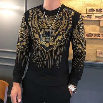 2022 Glava Tigra Dugih Rukava Muške Sjajna Majica Sa Kapuljačom Muška Uličnu Odjeću U stilu hip-Hop Casual Pulover Majica Muška Odjeća