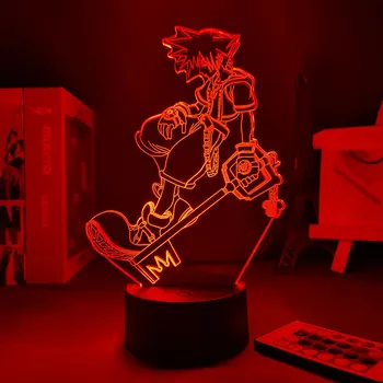 3D Lampa Igra Kingdom Hearts Sora Keyblade Svjetla Led Za Uređenje Svjetiljka Stolna Igra Kraljevstvo Soba Dekor Manga Lampa