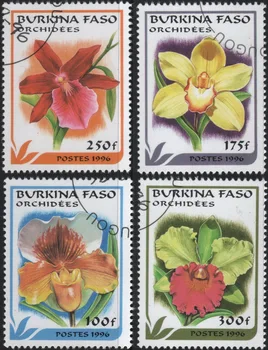 4 kom./compl. Poštanske marke Burkina Faso 1996 Cvijeće, Koriste Poštanske Marke s Oznakama za Prikupljanje