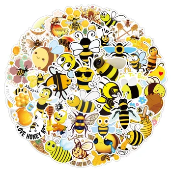 50/100 kom Crtani film Cvijet Malo 'tvrdi malo pčela' Naljepnice Slatka Med Insekt Životinje Naljepnice Kreativni Žuta Grafiti Naljepnica Dar Gitara Igračke