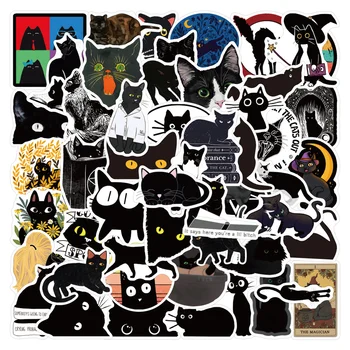 50 Kom. Smiješno je Crni Mačak Grafiti Naljepnice Crtani Kreativni Crna Mačka Naljepnice za DIY Prtljage Laptop Biciklističke Naljepnice