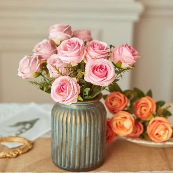 6 Golova Ruža Buket Umjetnih Boja Svile Božur Lažni Valentinovo Cvijet Vjenčanje Dekoracije Home Dekor Stola DIY Isporuke
