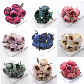 6 kom./lot Umjetna Ruža Svila Cvijet Božur cvijeta Svadbeni Buket Svadbeni Dekor Ruže Cvijeće Za DIY Scrapbooking