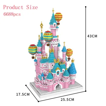 6688шт Pink Dvorac 3D Model Mini DIY Dijamant Blokovi i Cigle Fantasy Arhitektura Mikro Blokovi, Cigle, Igračke za Djecu, Dječje Darove