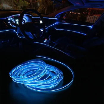 AILEO Auto-Unutrašnjost EL Žica Okolni LED Auto Fleksibilna Atmosfera Neonska Cijev Soft USB Lampa Svjetla Traka, Uže Trake Svjetlo 12v 5 U