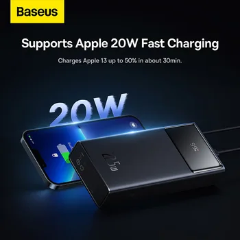 Baseus 30000 mah Power Bank 22,5 W Brzo Punjenje Prijenosni Punjač Vanjska Baterija Powerbank Za Huawei P50 Xiaomi 20000 ПоверБанк