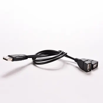 Crna Produžni kabel, USB 2.0 A-1 Ženskog do 2 Dual USB Muški Koncentrator Podataka Adapter za Napajanje Y Razdjelnik USB Kabel za punjenje Kabel za napajanje