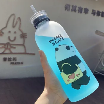 Crtani film Panda Medvjed Šalica 1L Boca Za Vodu Sa/Bez Slame Bistra Slatka Bočica Za Vodu Posuđe Za Piće Mat