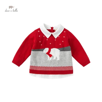 DB18587 dave bella jesen casual pletene džemper s božićnim uzorkom za male dječake, moderan dječji butik vrhovima za dječake