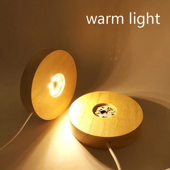 Drveni Light Baza Punjiva Daljinski Upravljač Drvene Led Svjetiljka Rotirajući Stalak Za Prikaz Držač Žarulje Temelj Svjetiljke Art Ukras Novi