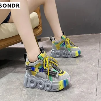 Europski roba Koreanska verzija unutar visoke cipele za tatu ženske 2022 proljeće i jesen nove cipele na platformu sa uvezivanje ženske