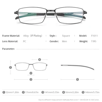 FONEX Okvira Za Naočale Od Legure titana, Gospodo Četvrtaste Naočale Za Kratkovidnost, Recept Optički Naočale 2021, Novi Korejski spojnicama bez Naočale F1011