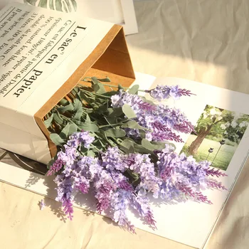 Francuska Neobično Romantičan Provence Lavender Umjetno Cvijeće Ljubičica Bijela Novost Dizajn Svila Cvijet za Svadbene Dekoracije Doma