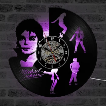 Glazbenik Michael Jackson Led Zidni Sat Vinil Ploča Zidni Sat sa 7 Bojama Led Promjena Ples Michael Jackson Kućni Dekor