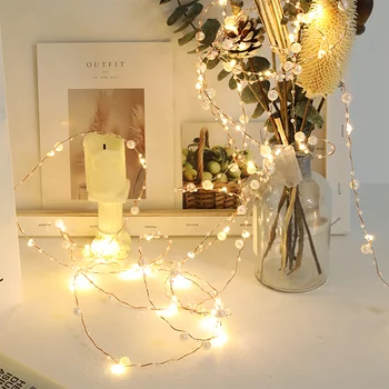 Gudačkih Svjetla S Baterijskim Napajanjem Bisera LED Vijenac Od Bakrene Žice, Nacreous Nevjerojatan Svjetla Za Vjenčanja, Kućne Zabave, Božićni Dekor