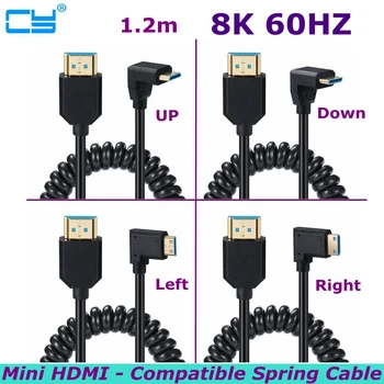 HD 8k @ 60 Hz Kut od 90 stupnjeva Mini HDMI-Kompatibilnu s HDMI Kompatibilnim spiralu kabel za HDTV-2.1 Za računalne tv digitalni fotoaparat