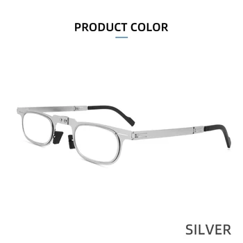 IENJOY Naočale Za Čitanje Od Nehrđajućeg Čelika za Blokiranje Plavo Svjetlo, Muške Naočale Za Dalekovidnost, Sklopivi Mini-Rimless Za Naočale