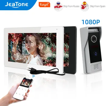 JeaTone Tuya Wilress Pametni video interfon za Dom 7-Inčni Full screen Monitor Osjetljiv na dodir s Ožičenim 1080P video interfon FHD