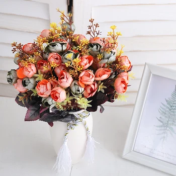Jesen Umjetni Cvijet, Pupoljci Ruža Svila Mali Pupoljak Buket Za Vjenčanje Home Odmor DIY Ukras Vijenac Spomenar Pribor