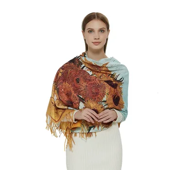 Jesensko-zimski Dizajn Novi ženski kašmir marama, šal, Digitalna slika, šal, ulje na platnu, Van Gogh, пашмины, donje Pokrivač, marama