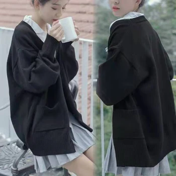 Kawai Lolita Slobodan Pletene Džemper VNeck Kardigan Donje Kaput Korejski Stil Dres Japan Ucenice JK moda Uredan Student