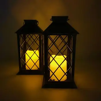 Klasicni Lampa Na Solarni Pogon Viseće Svjetiljke Toplo svjetlo Šuplje Solarna Svjetla s Ručkom Vanjski Vrt Svjetla Ukras Fenjer