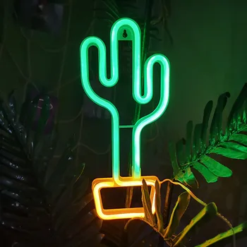 LED Kaktus U Saksiji Neonski Znak Svjetla Za Spavaće sobe Zidna Baterija USB noćno svjetlo rođendanski Poklon Home Odmor Božićni domjenak Dekor Sobe