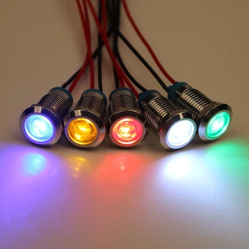 Led Metalni Indikatorsko svjetlo Single /dual boje, Privatna 12 mm vodootporna, Upozoravajuća žaruljica, točka sa žicom, crvena, žuta, plava, zelena, bijela