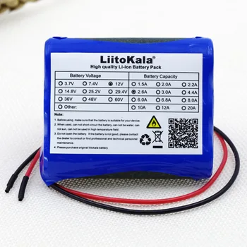 Liitokala Novi 12 2600 mah li-ion baterija za monitor cctv Kamere baterija 12,6 do 11,1 U 18650 sigurnosno napajanje + kabel