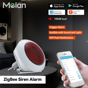MEIAN Tuya Senzor zvuka i rasvjete Ugrađeni 100 db Sirena Alarma Komunikacija Sigurnost Upravljanje Putem aplikacija SmartLife Gateway ZigBee3.0