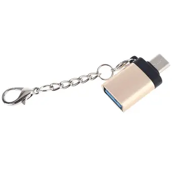 Metalni Tip C Muški na USB 3.0 Ženski OTG Adapter je Pretvarač S Lancem za Mobilne Telefone Smartphone Tableta U Disk Tipkovnica