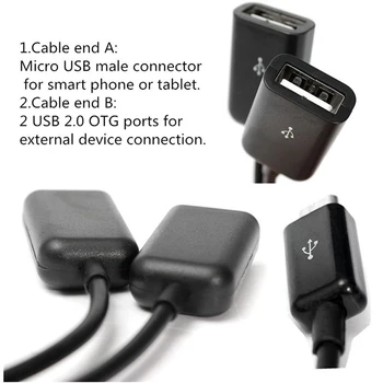 Micro USB do 2 OTG dual-port Hub Kabel Y Razdjelnik za Tablet Android Miš Tipkovnica Micro-USB Adapter je Pretvarač