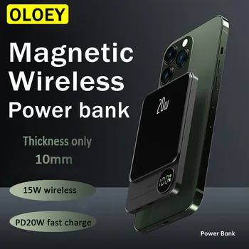 Mini 10000 mah 15 W, Brzi Bežični Punjač Magnetski Banka Hrane Za iphone 12 13 14 Vanjski Pomoćni Baterija