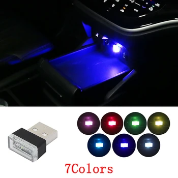 Mini Led Auto Lampa USB Auto Interijera Atmosfera Svjetlo Neonski Okolni Ukrasni Svijećnjak Auto Pribor Za Uređenje Interijera 7 Boja