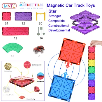 MNTL 108 kom. Magnetski Trkaći Automobil Pratiti Igračke Štap Obrazovanje Nastave Magnet Gradivni Blokovi Stog Pločice Djeca Dječak Djevojčica Dijete