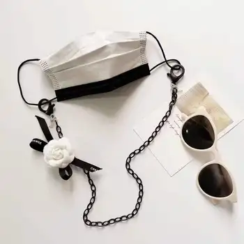 Novi kreativni jednostavan camellia akril remen ogrlice naočale krug slušalice lanac maska s lancem maska
