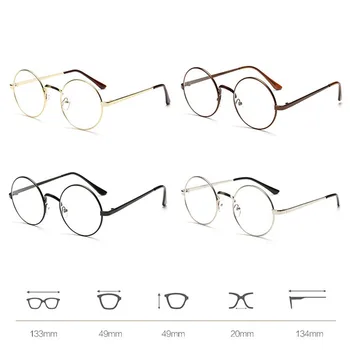 Pametne Naočale Retro Velika Okrugla Metalna Okvira Prozirne Leće, Naočale Nerd Naočale Crna, Srebrna, Zlatna, Bakrena