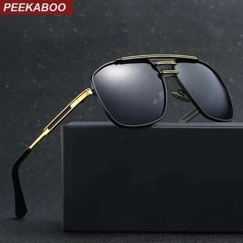 Peekaboo uv400 polarizirane sunčane naočale gospodo elitni brand sa kutijom trg zlatne metalne sunčane naočale za vožnju za muškarce polarizovana