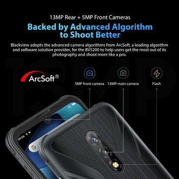 [Premijera] Blackview BV5200 4G Izdržljiv Telefon 4 GB 32 GB 5180 mah Vodootporan Smartphone Android 12 Mobilni Telefon ArcSoft Kamere