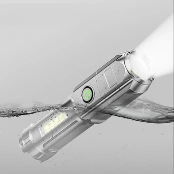 Prijenosni USB Punjiva Led Svjetiljka sa Snažnim Bljeskalicom, Zoom-baklja sa 3 Načina osvjetljenja, Ugrađena baterija za Kampiranje