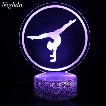 Ritmička Gimnastika 3D noćno svjetlo za Dekor Sobe USB Daljinski Upravljač LED Optička Iluzija 3D Lampa Dječji Rođendan Božićni Poklon